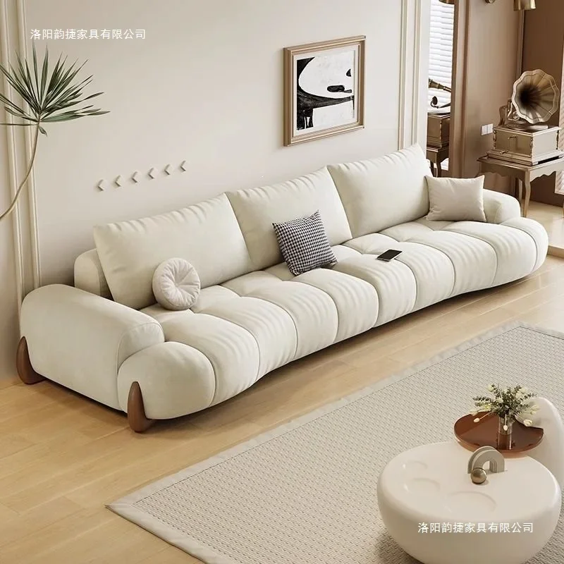 PYH cat scratching cloth living room sofa new small apartment modern simple white curved solid wood sofa group