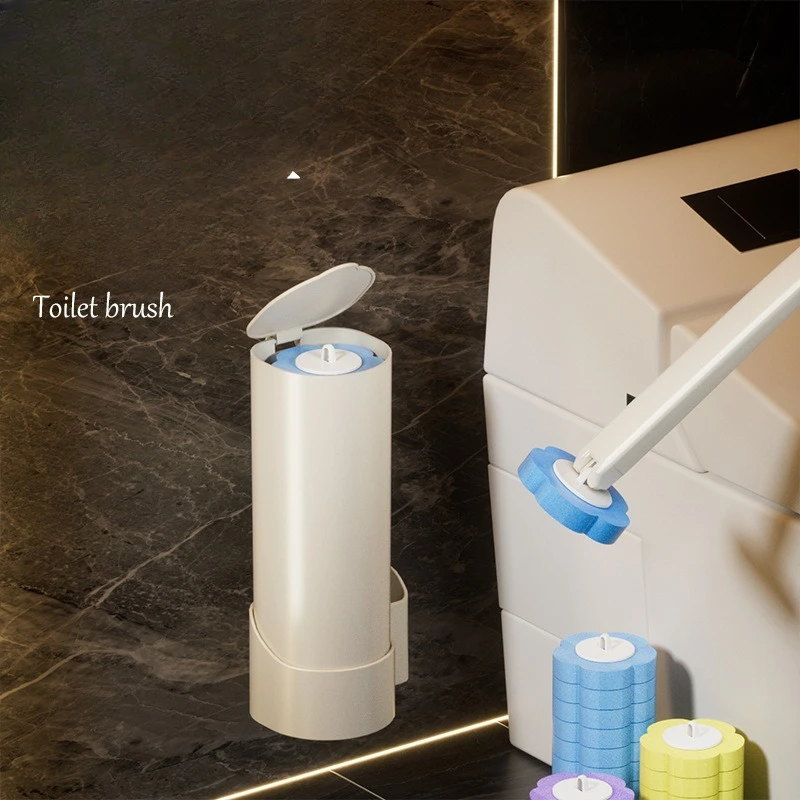 

Disposable Cleaner with Long Handle Bathroom Cleaning Brush Toilet Brush with Replaceable Brush Head Toilet Bathroom Accessories