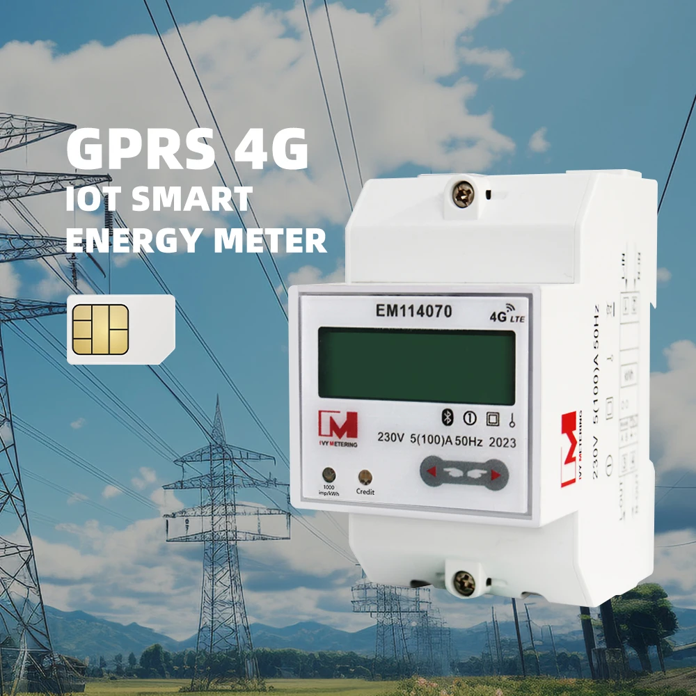 EM114070 4G cellular networks energy meter with relay and 4g gsm base single phase meter gsm base single phase energy meter