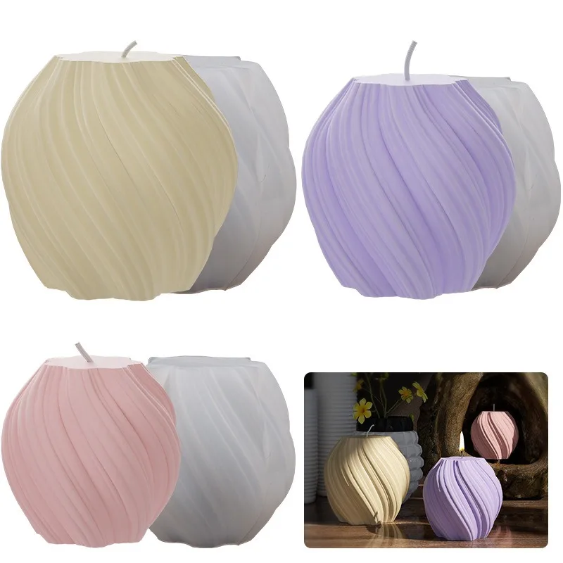 

DIY crystal Epoxy irregular rotating wave silicone mold mirror spiral pillar ornament candle mold
