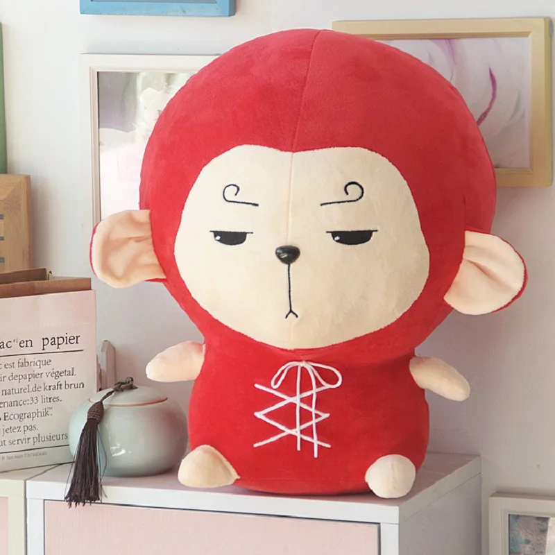 TV Model Hwayugi A Korean Odyssey Red Monkey Soft Stuffed Cushion Hand Warm Plush Toy Girl Boy Birthday Christmas Gift 1pc