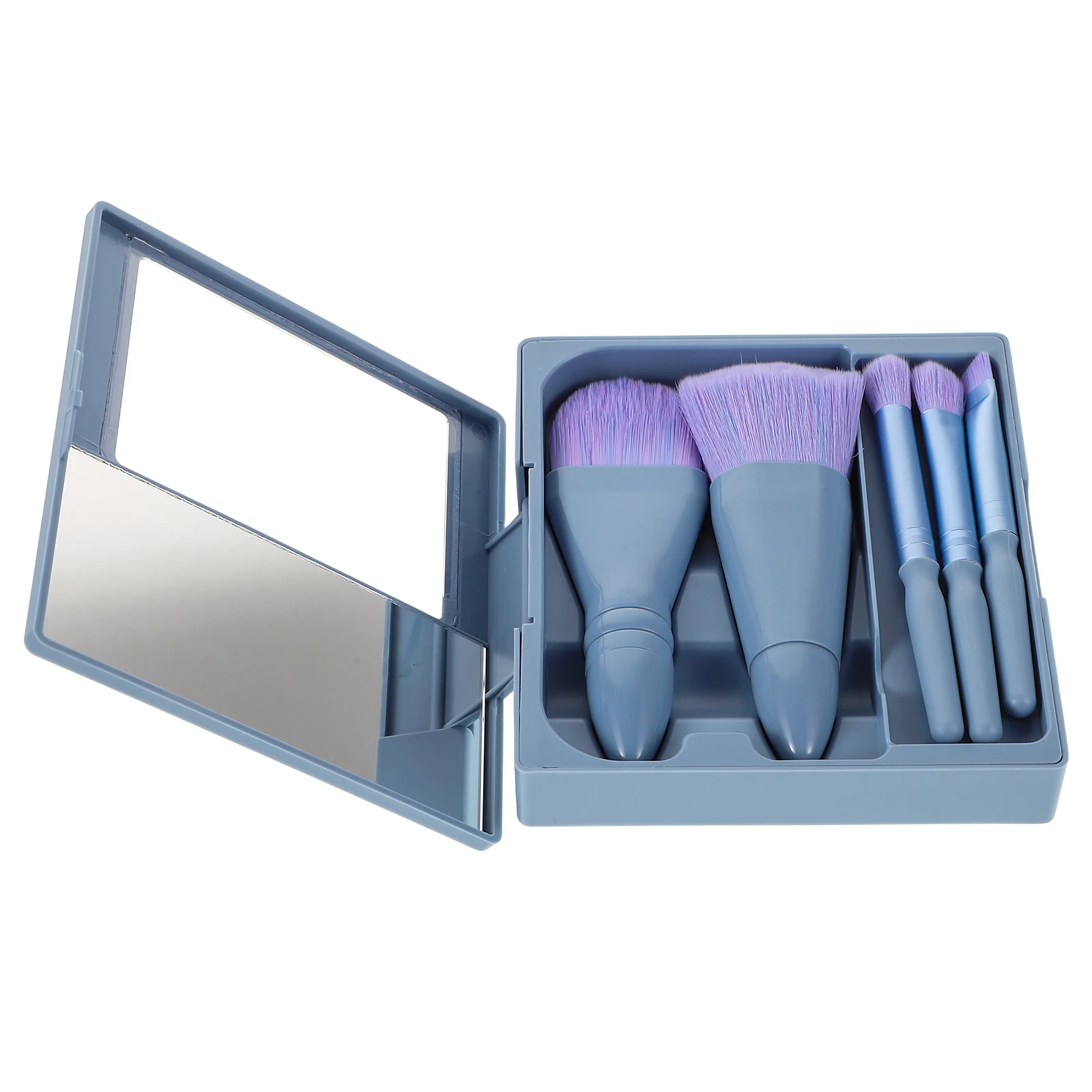 1 set mini set di pennelli per trucco da viaggio custodia compatta con specchio per applicazione di fard in polvere per occhi viso strumenti di bellezza portatili per le donne