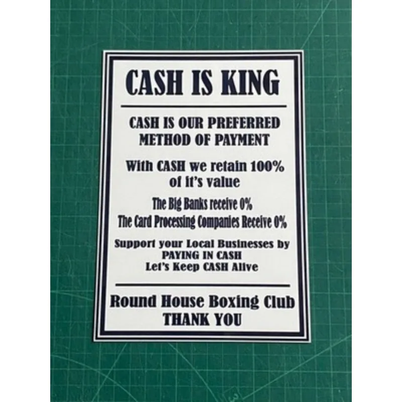 Customized Cash Is King Composite aluminum-plastic panel Plaque Payment Café Shop Take Away Barber Chip Store