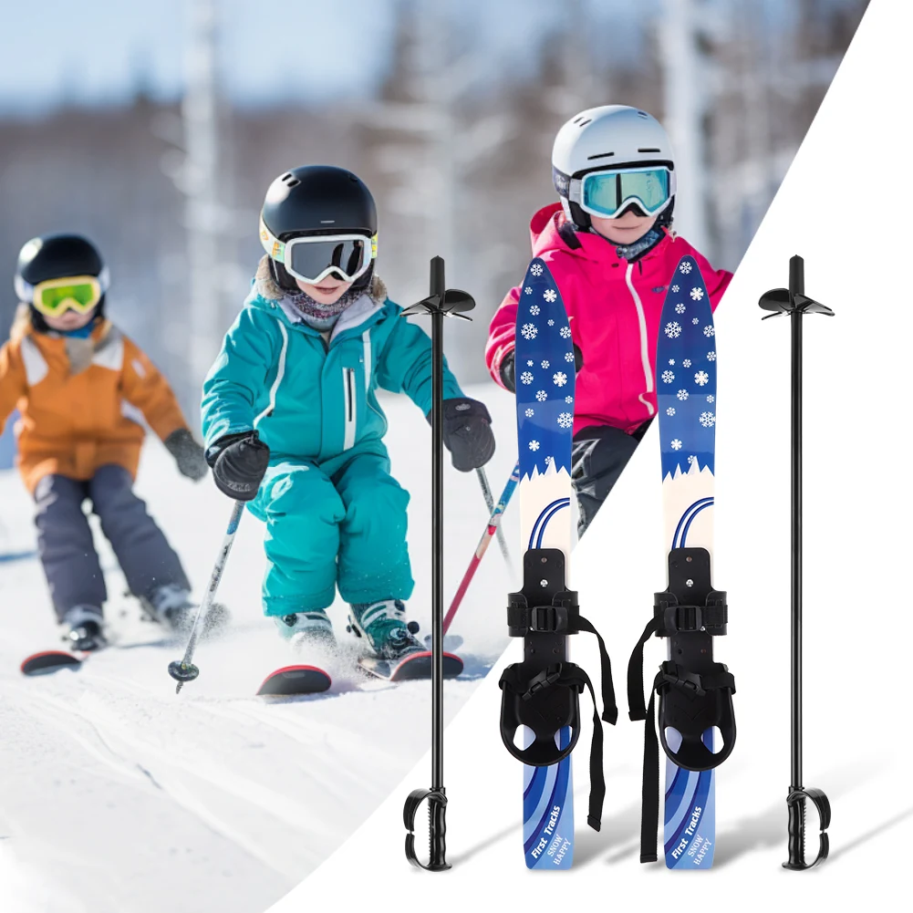 Sci per bambini Snowboard con 1 paio di bastoncini da sci Bambini Sport all'aria aperta Snowboard Sport invernali Tavola da sci per bambini 3-8 anni