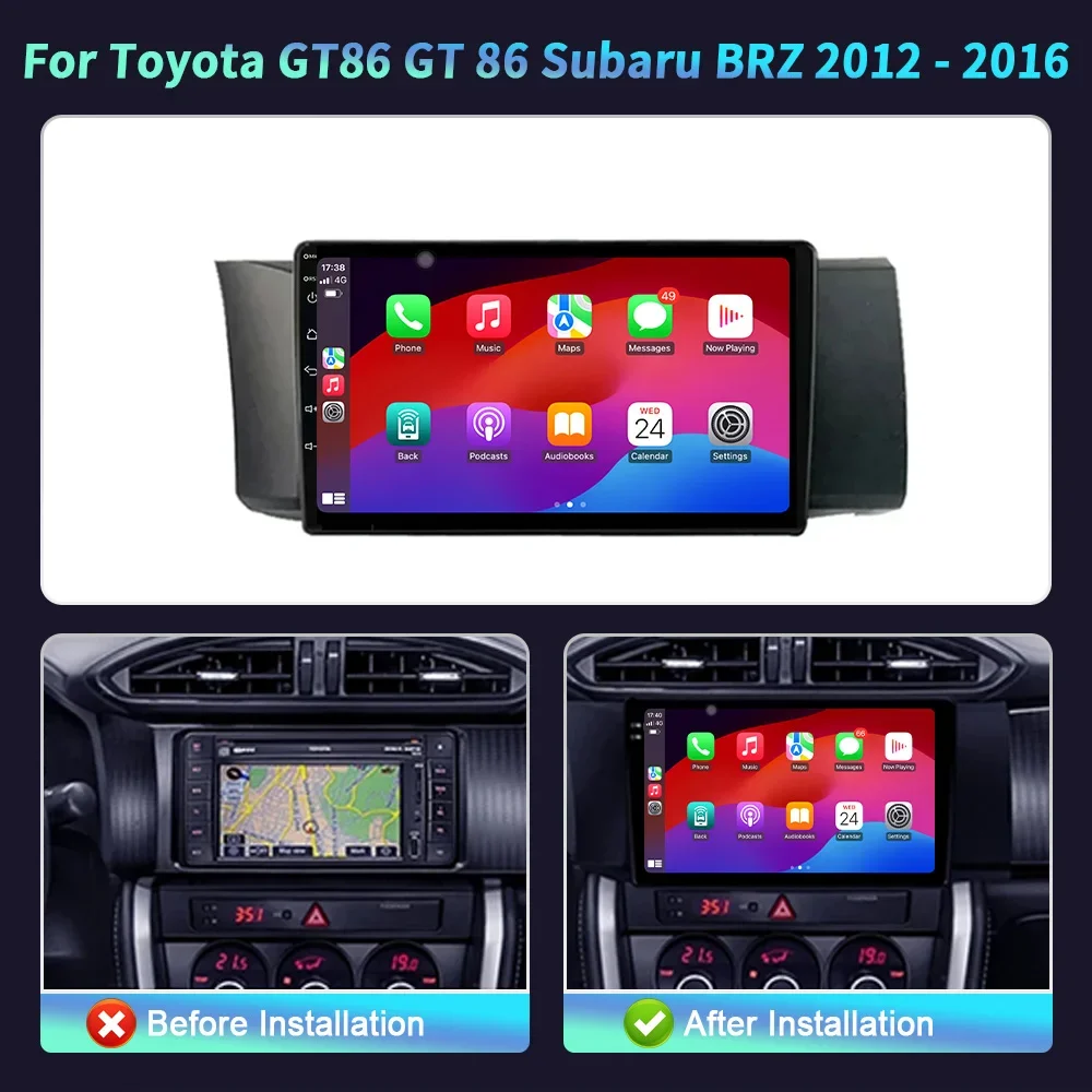 For Toyota GT86 GT 86 Subaru BRZ 2012-2016 Car Radio Multimedia Video Player Navigation GPS BT CarPlay Android 14 Touch Screen