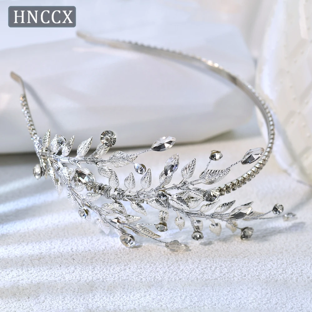 

YouLaPan Fashion Bridal Wedding Silver Color Rhinestone Head Hoop Elegant Women Alloy Leaf Hair Accessories Party Headband HP550