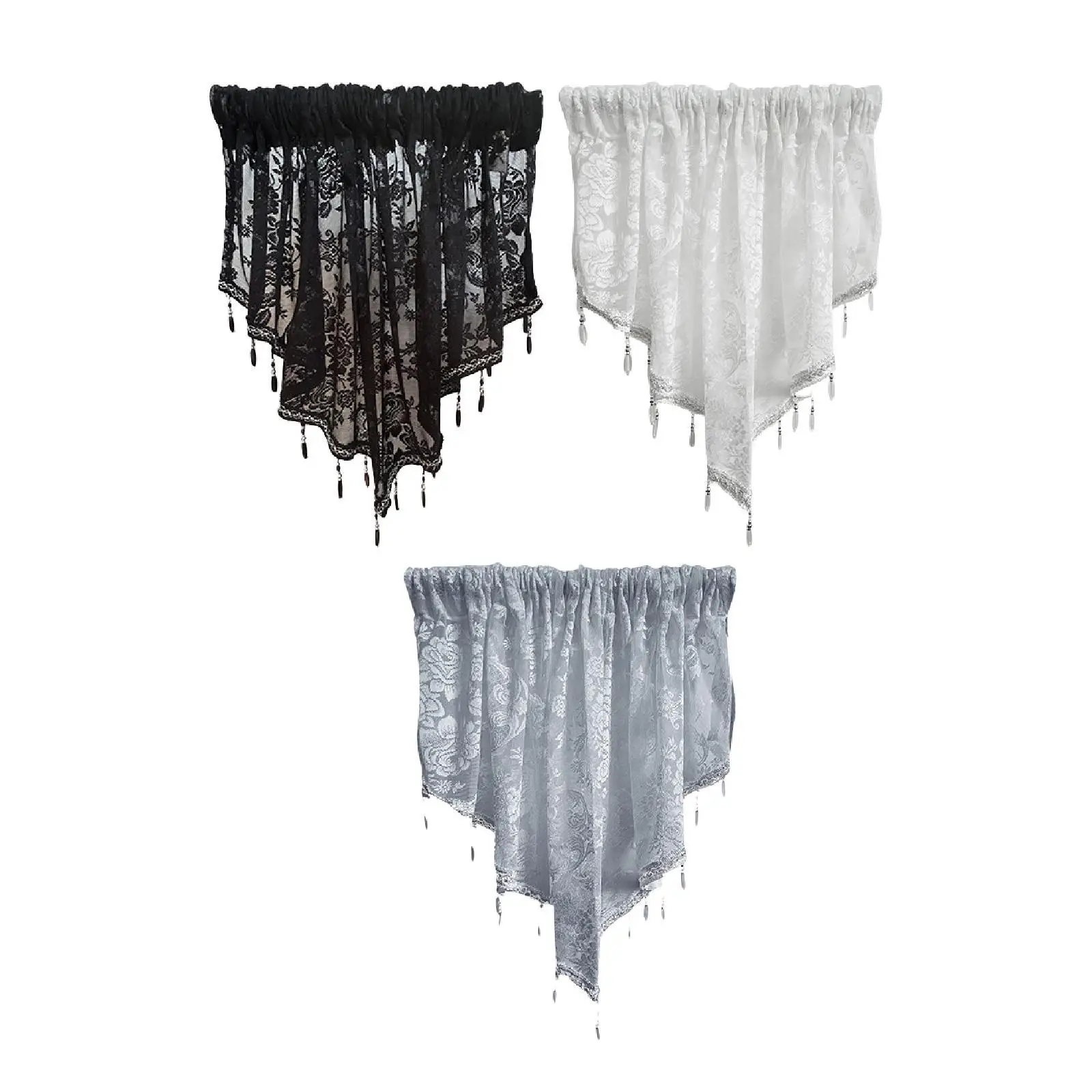 Modern Beaded Window Valance Romantic Swag Curtain Farmhouse Coastal Style Easy Install for Any Room