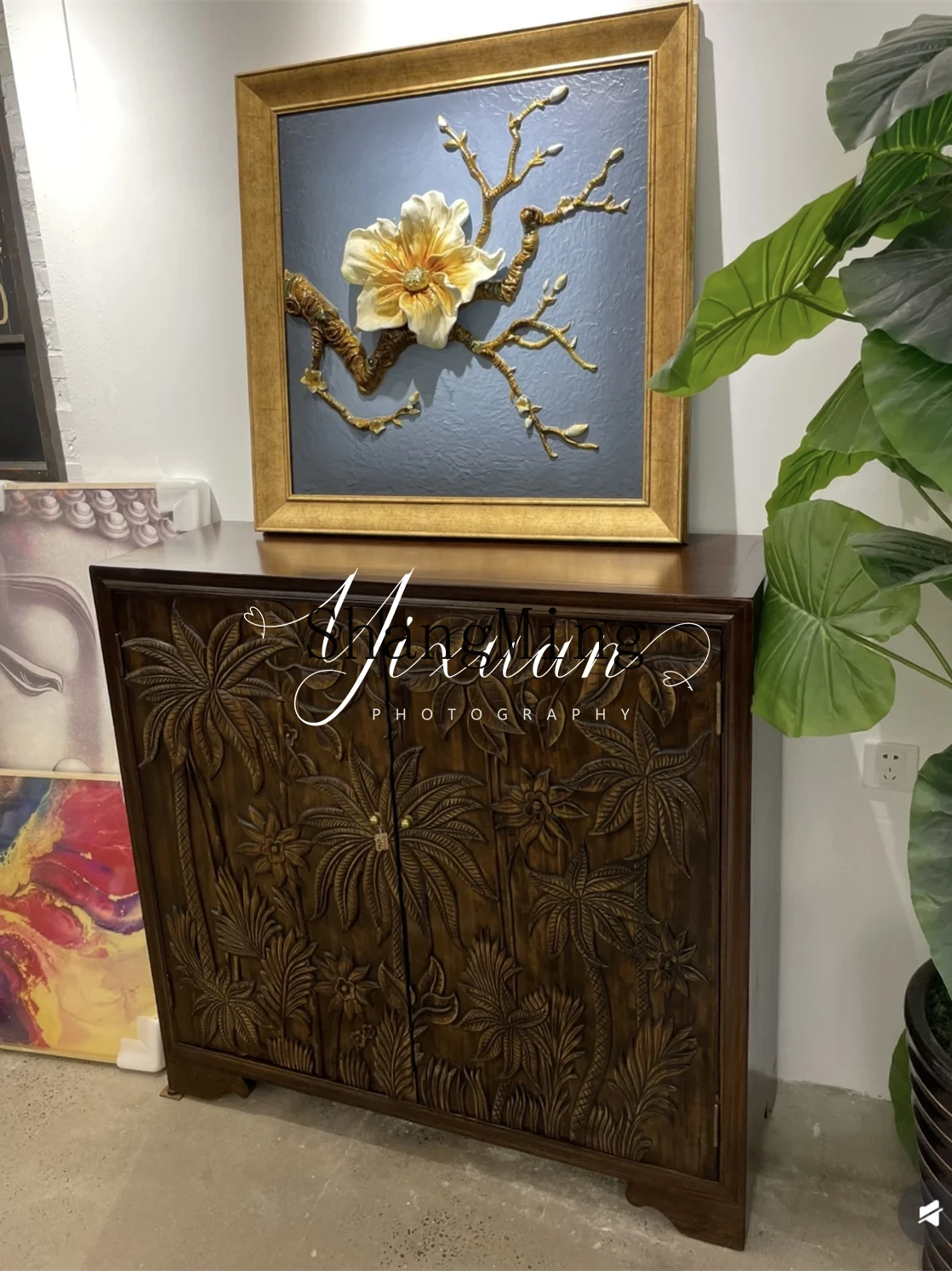 

FG твердая древесина, рельеф ручной работы, вид на море, ветровая дверная панель, обеденный боковой шкаф, посуда, декоративная корпусная мебель