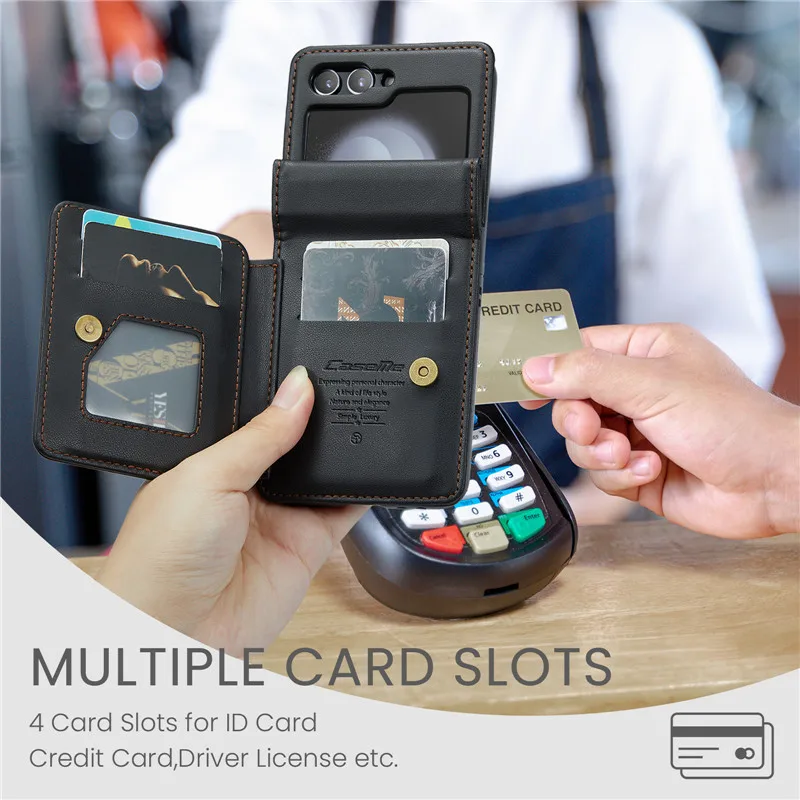 EUCAGR Luxury Magnetic Wallet PU Leather Case For Samsung Galaxy Z Flip 5 6 7 Card Solt Holder Pocket Cover For Galaxy Z Flip7 5