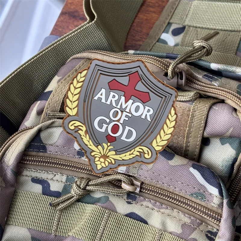 

"ARMOR OF GOD" PVC Patch Tactical Morale Badge Hook Loop Military Patches Clothing Backpack Stickers Armband