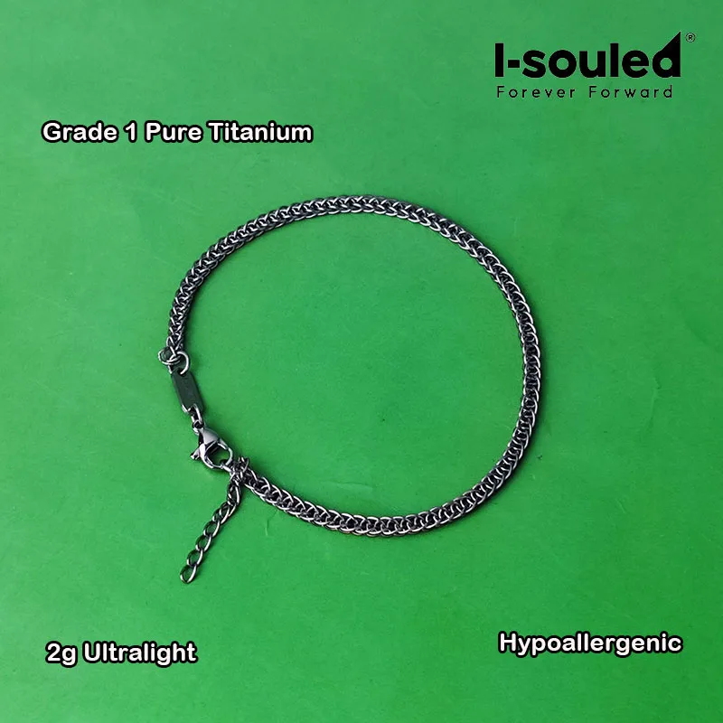 Grade 1 Pure Titanium Chain Bracelet for Men Women, 2.8mm Minimalist Link Bracelet, 20cm+3cm Adjustable Extender, Hypoallergenic