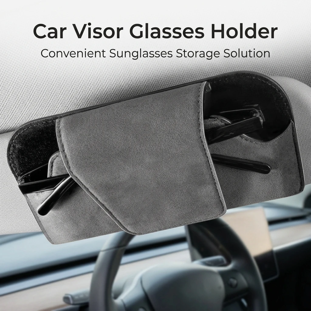 Versatile Sunglasses Holder Flocked Interior for Car Sun Visor Clip-on Eyewear Organizer Universal Fit Auto Accessories