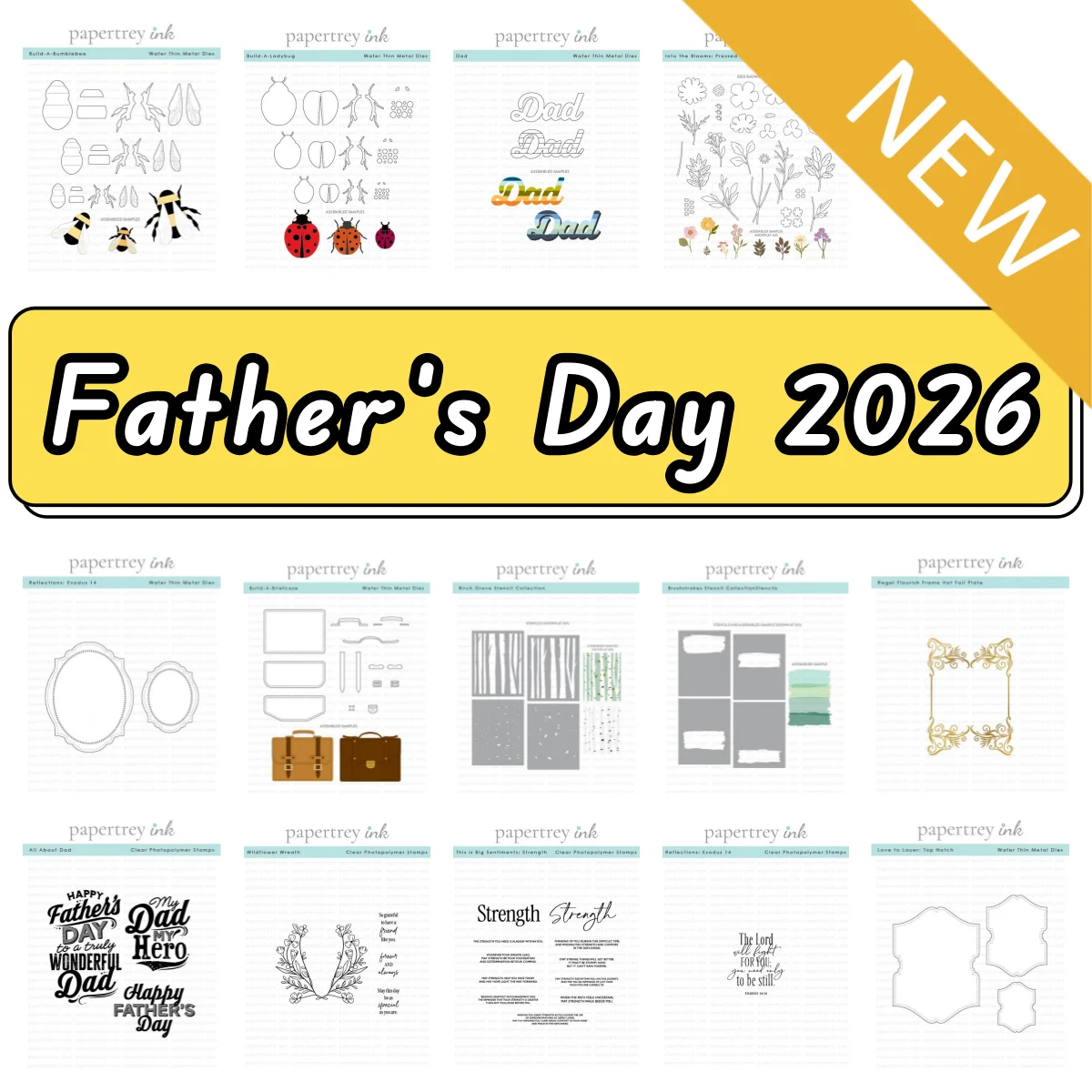 

2026 Flowers Briefcase Bumblebee Metal Cutting Dies Clear Stamps Stencil Hot Foil for DIY Making Gift Card Scrapbook Dad Day
