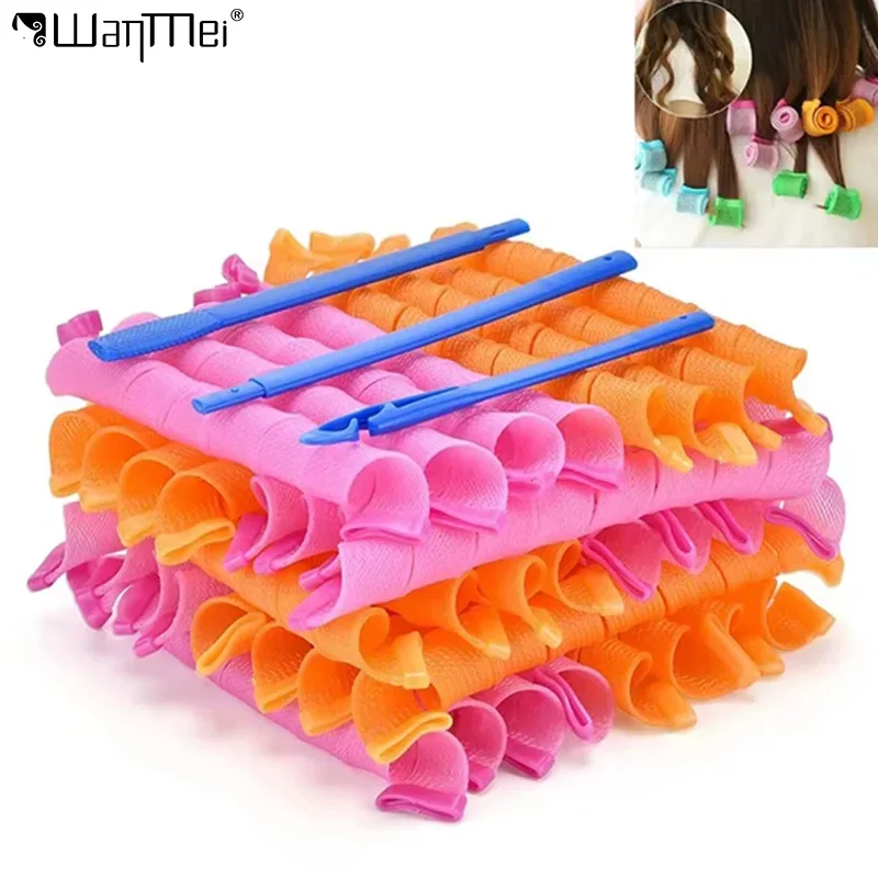 

18 шт., беспагревательные бигуди в форме улитки, волшебная волна, пенопласты, спиральные бигуди, волнистые бигуди, портативные парикмахерские инструменты