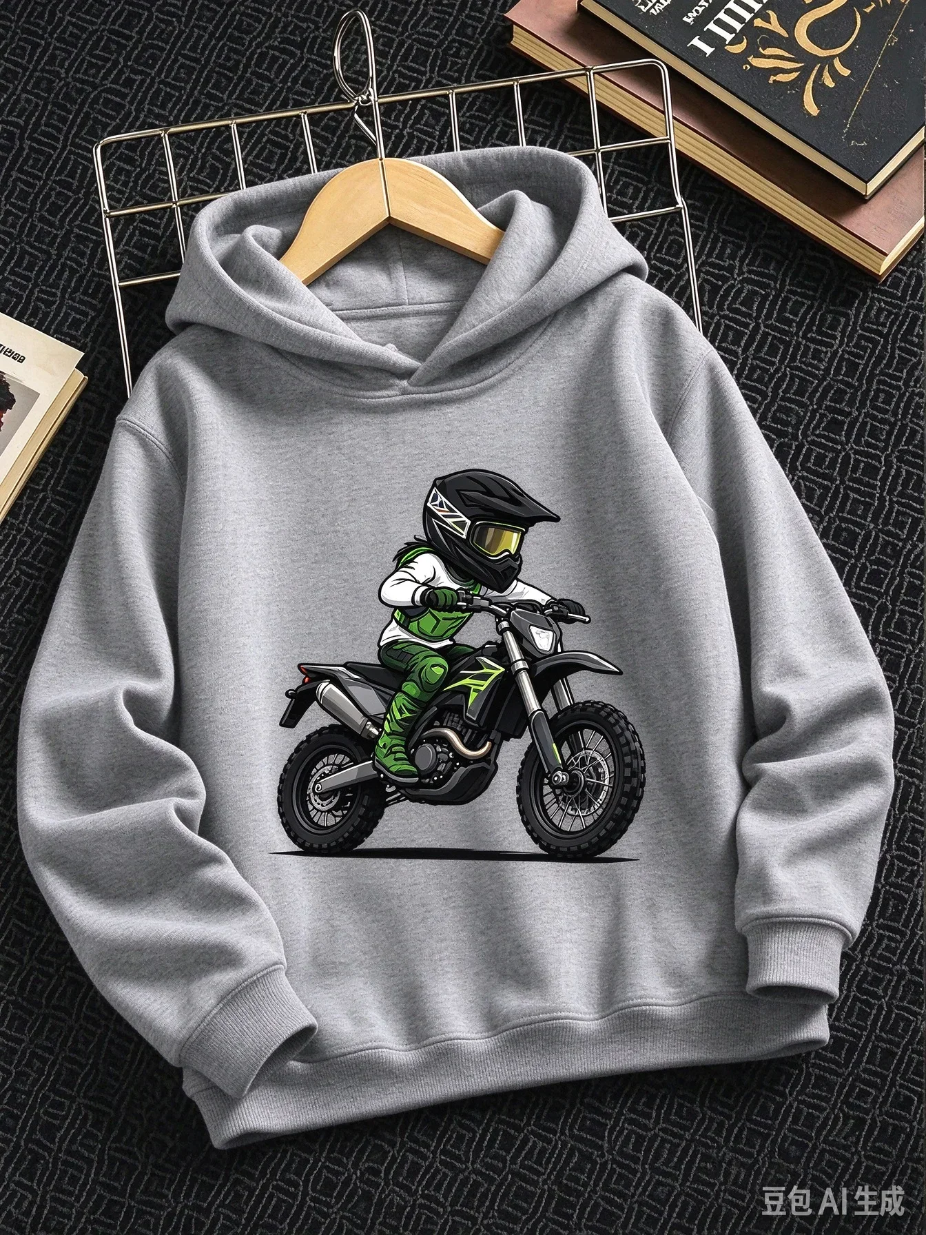 Motorcycle Helmet Theme Hoodie - Winter Warm Leisure Outdoor Sports Clothing, Motorcycle Enthusiast Clothing