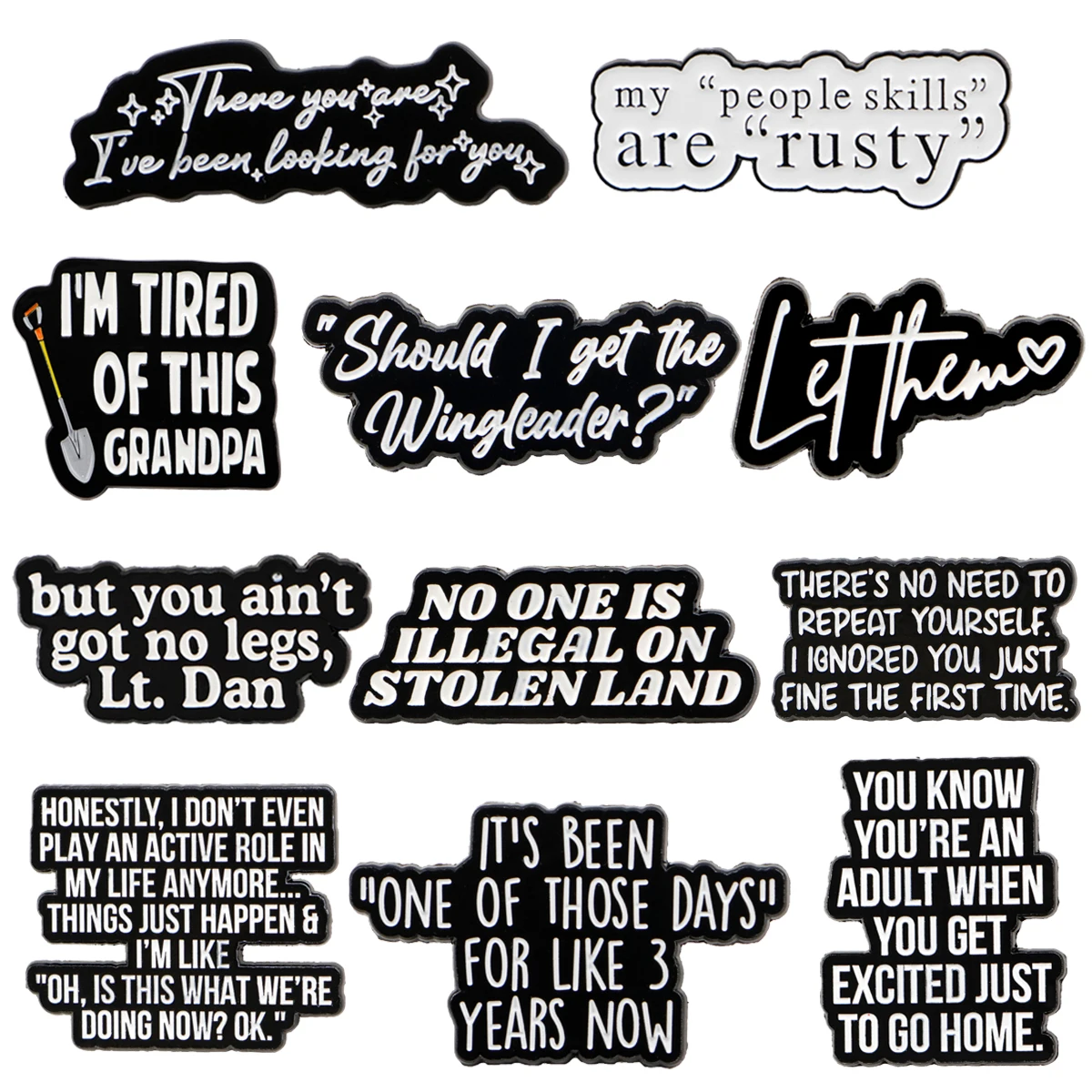

Funny Quotation Phrases Enamel Pins Supernatural Brooches Woman Men Backpack Accessories Bags Badge Fashion Lapel Jewelry Gift
