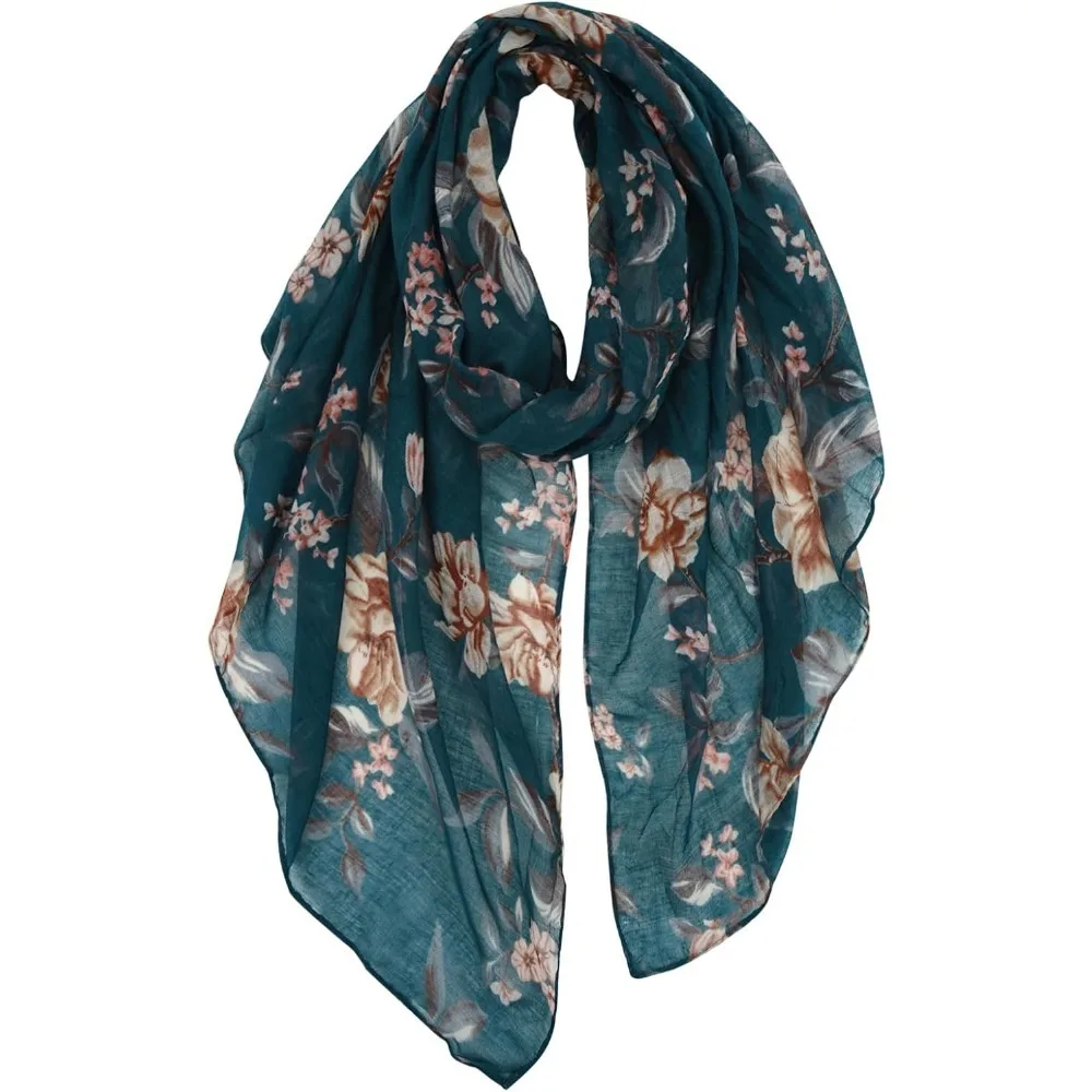 

Lightweight Scarves Fashion Flowers Print Women Cotton Wrap Scarf Head Shawl Spring Gift