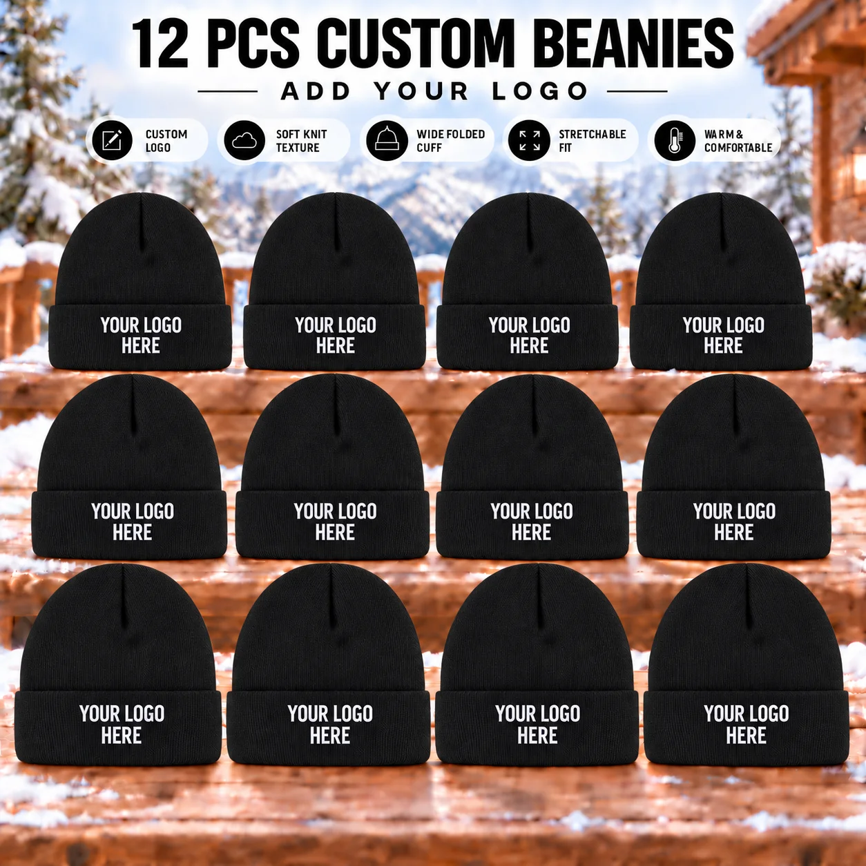 12pcs Custom Beanies Personali - Knit Beanie Hat Warm ulasan dan harga