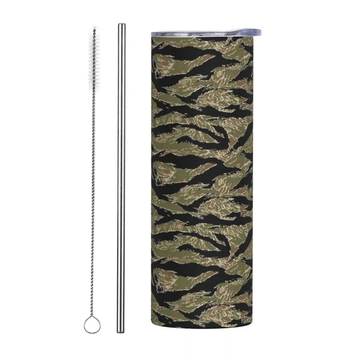 

Камуфляжный стакан в тигровую полоску, военный камуфляжный стакан из нержавеющей стали, кружки с вакуумной изоляцией, термохолодные соломинки с крышкой, 20 унций