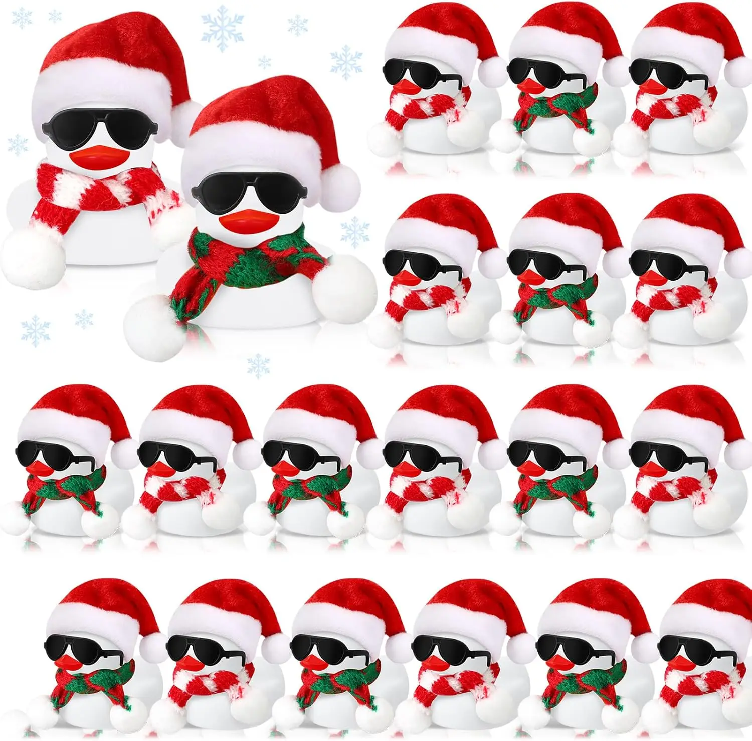 24/48 Sets Christmas Mini Rubber Duck Bulk Xmas Decor for Christmas Winter Gift Cruise Birthday Party