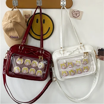 かわいいパテントレザーハンドバッグ女性透明 PVC Itabag 女性トートバッグ新日本ショルダーバッグ女性小さな JK バッグ ita バッグ