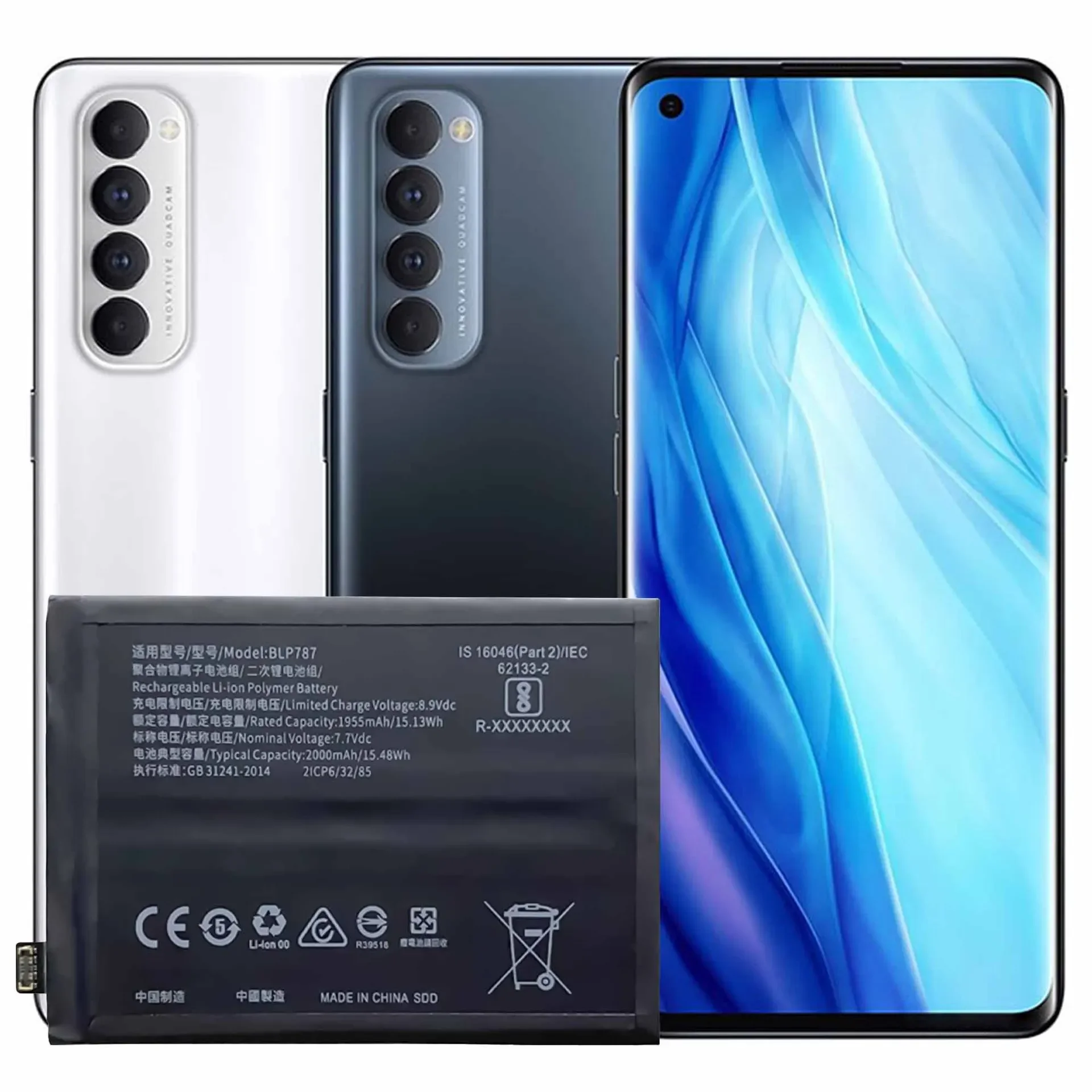 New  4000mAh BLP787 Mobile Phone Battery for Oppo Reno 4 Reno4 Pro CPH2109