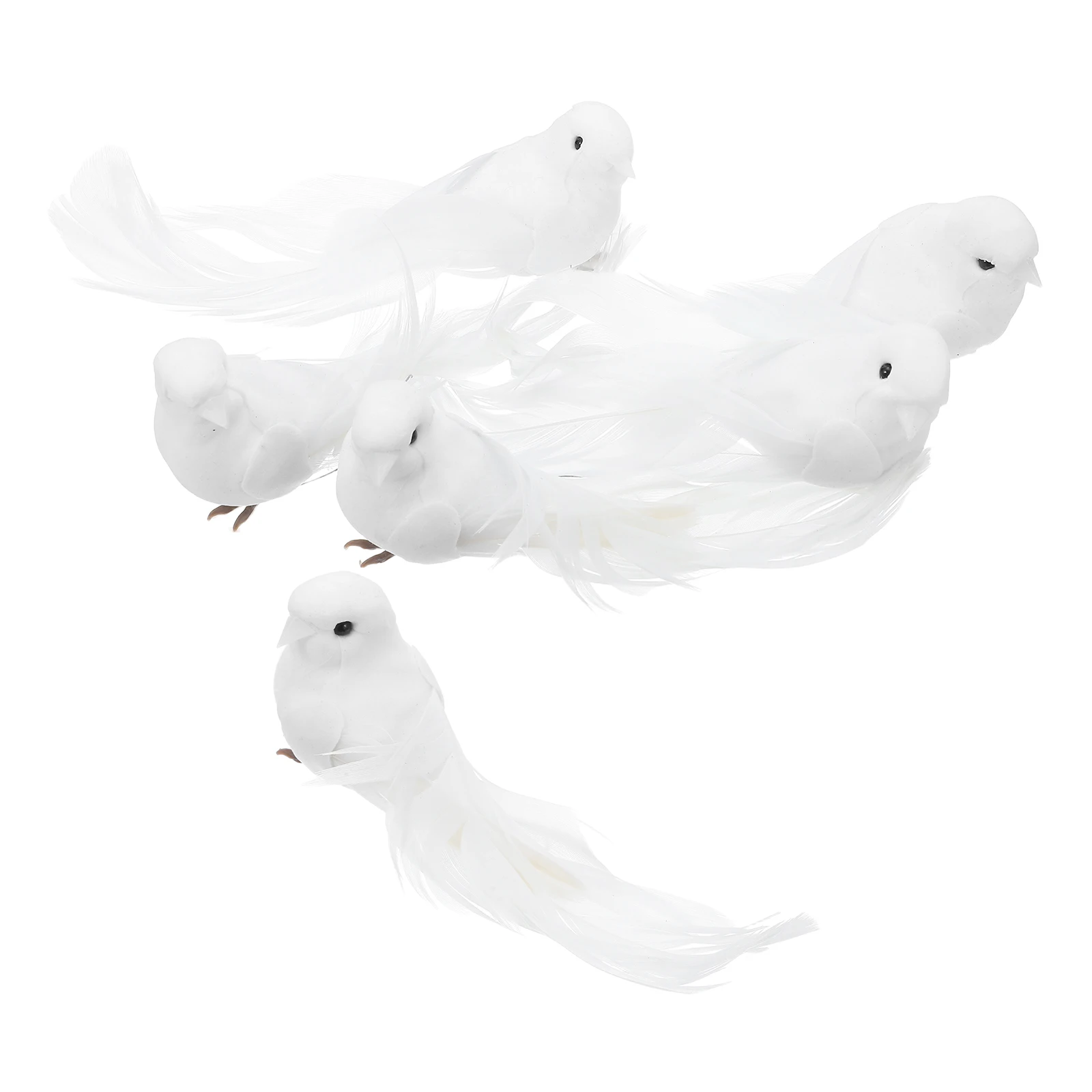 

6pcs Artificial White Doves Foam Feathered Birds Lifelike Pigeons Decorative Statues Wedding Christmas Home Ornaments