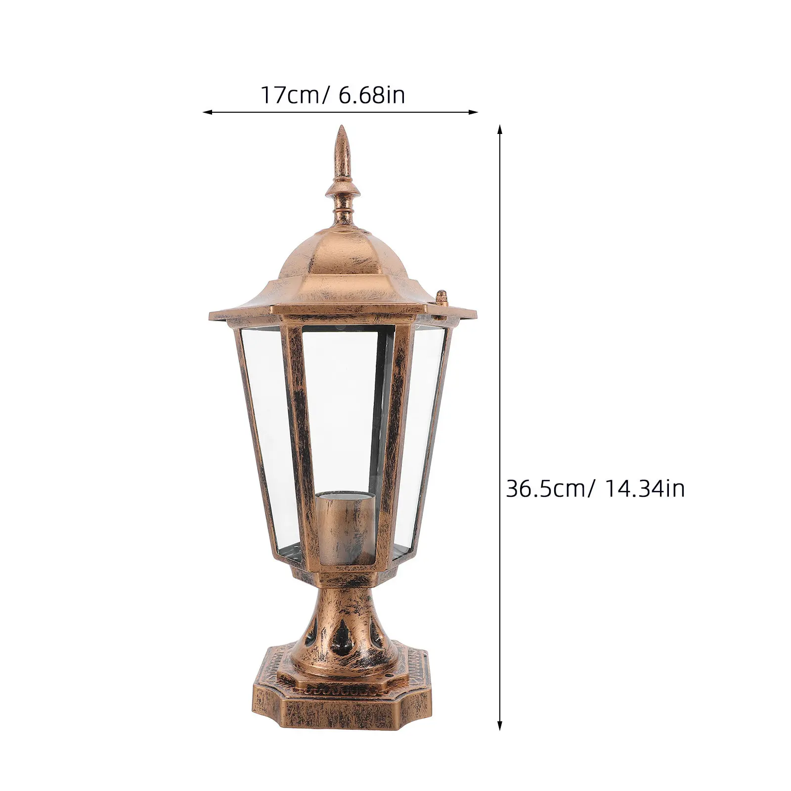 Hexagon Outdoor Lamp Shade Fit E27 Bulb Aluminum Glass Cover Weatherproof Decorative Light for Garden Patio Yard Courtyard