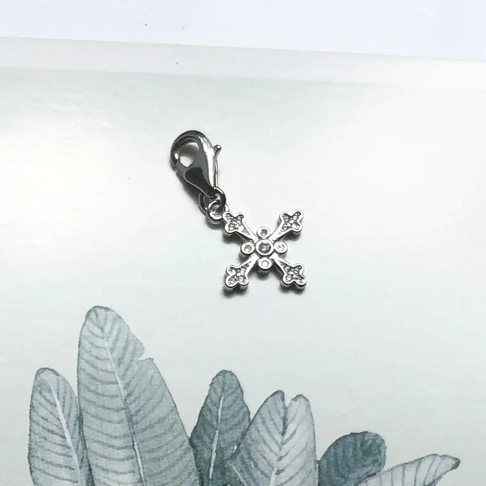 Victorian Cross Dangle Charm จี้สําหรับผู้หญิงผู้ชาย Vintage 925 เงินสเตอร์ลิงเครื่องประดับ Fine