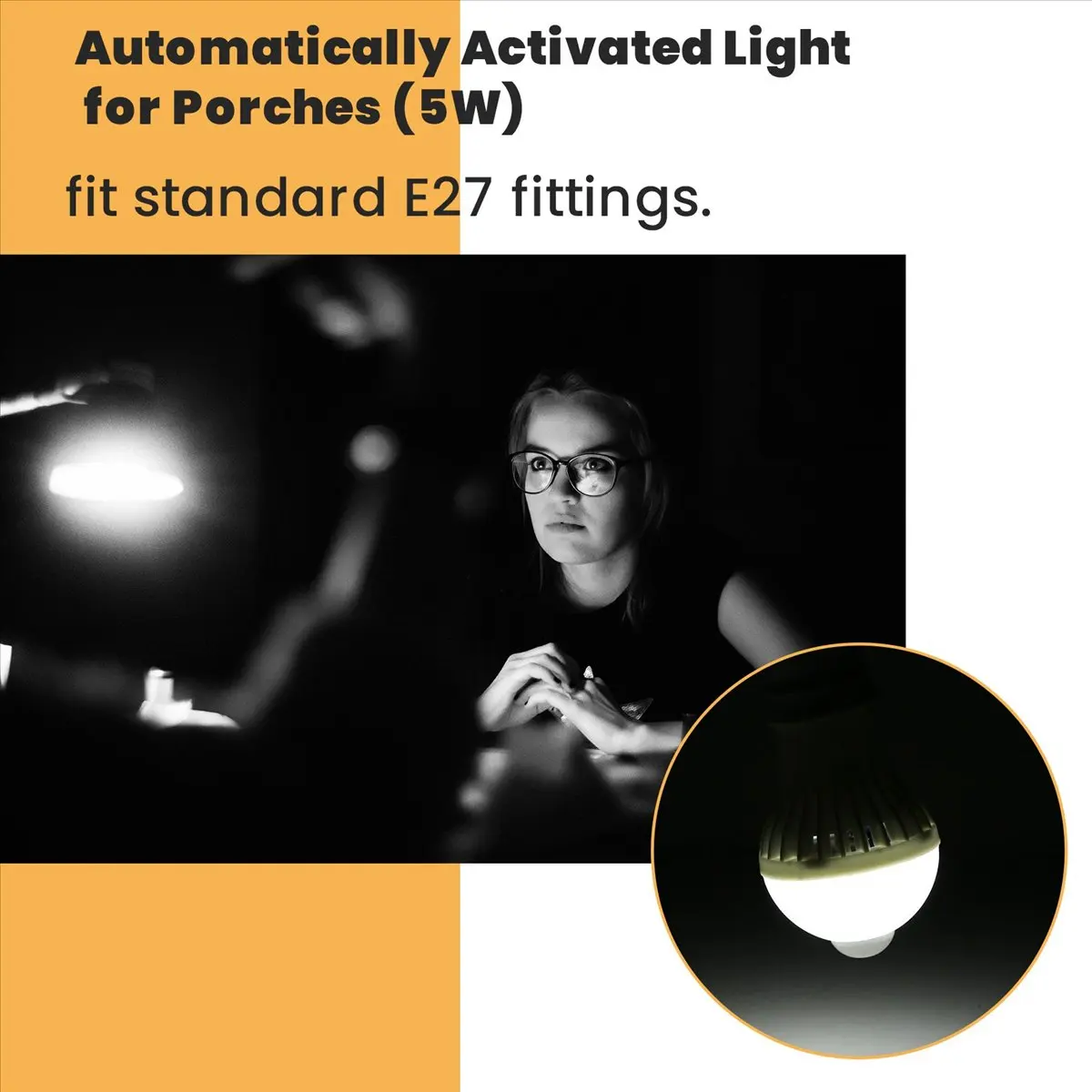 A008 Motion Sensor Bulb Human Body Infrared Induction LED Light Bulbs Automatically Activated Light for Porches (5W)