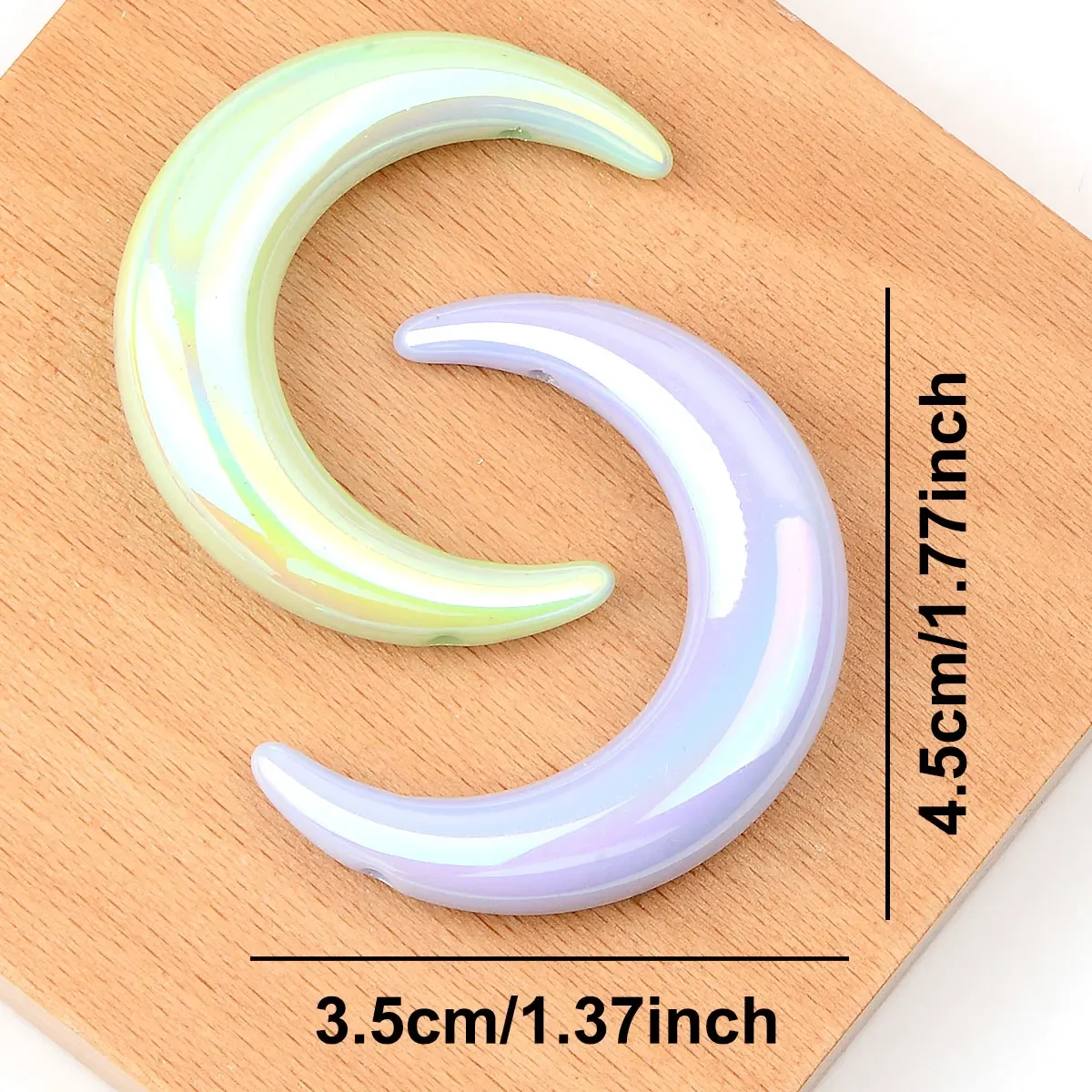 5pcs 3.5x4.5cm Random Color Mix Colorful Moon Shape Acrylic Beads For Jewelry Making DIY Necklace Bracelet Earrings Pendant image 4