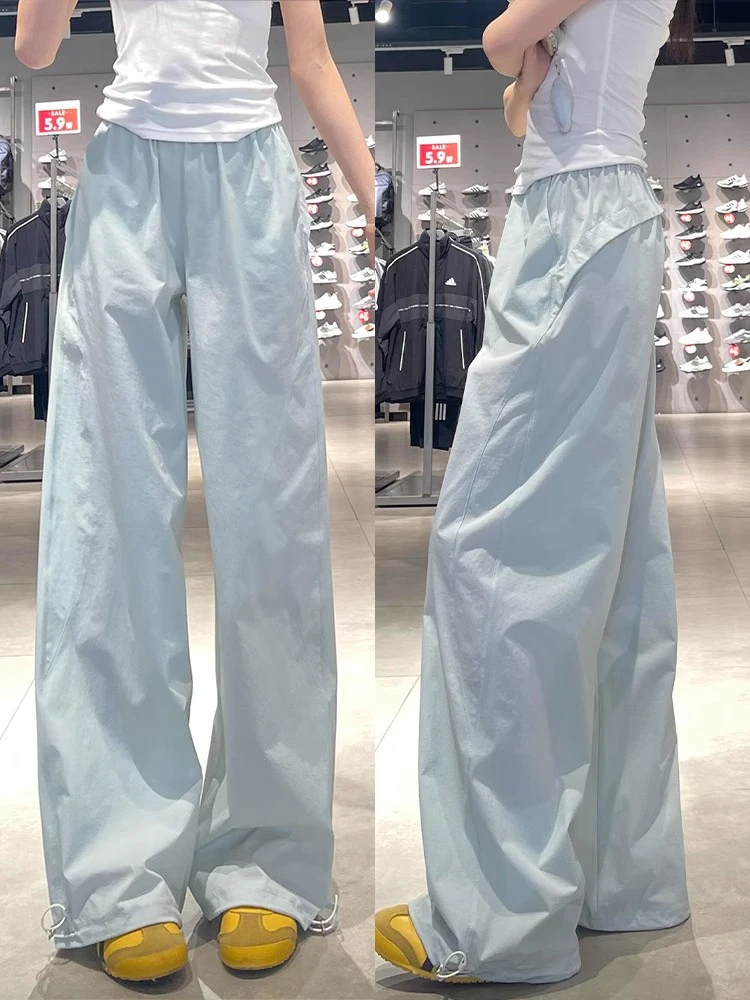 Pantalones Cargo para mujer, ropa de casa semianancho de lona azul marino para las cuatro estaciones, cómoda salón, capas de leopardo, usable, a juego, suave, de gran tamaño