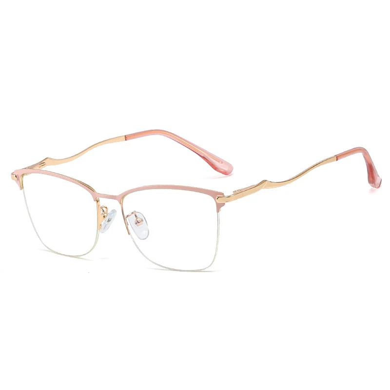 48281 Cat Eye Anti Blaues Licht Halbrahmen Optische Brillengestelle Männer Frauen Mode Computer Brillen