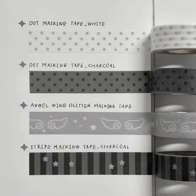 Korean Wings Pentagram Teeth Cute Paper Decorative Tape Set Tape Pack For Bookkeeping DIY Journals Material School Stationery