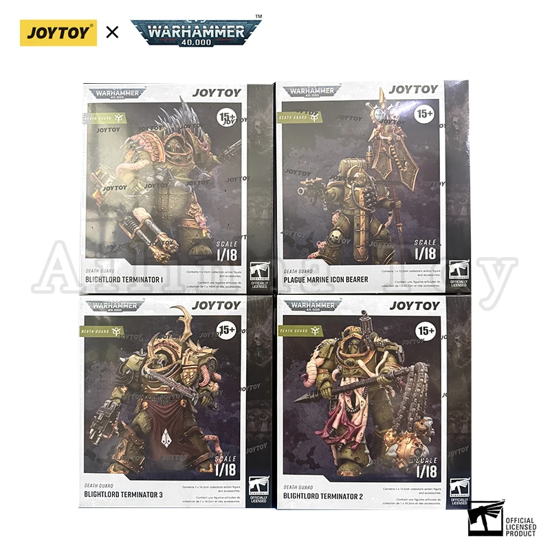 

Фигурка JOYTOY 1/18: 40K Death Guard Deathshroud Blightlord Terminator и Plague Marine Icon Bearer, коллекционная аниме-игрушка
