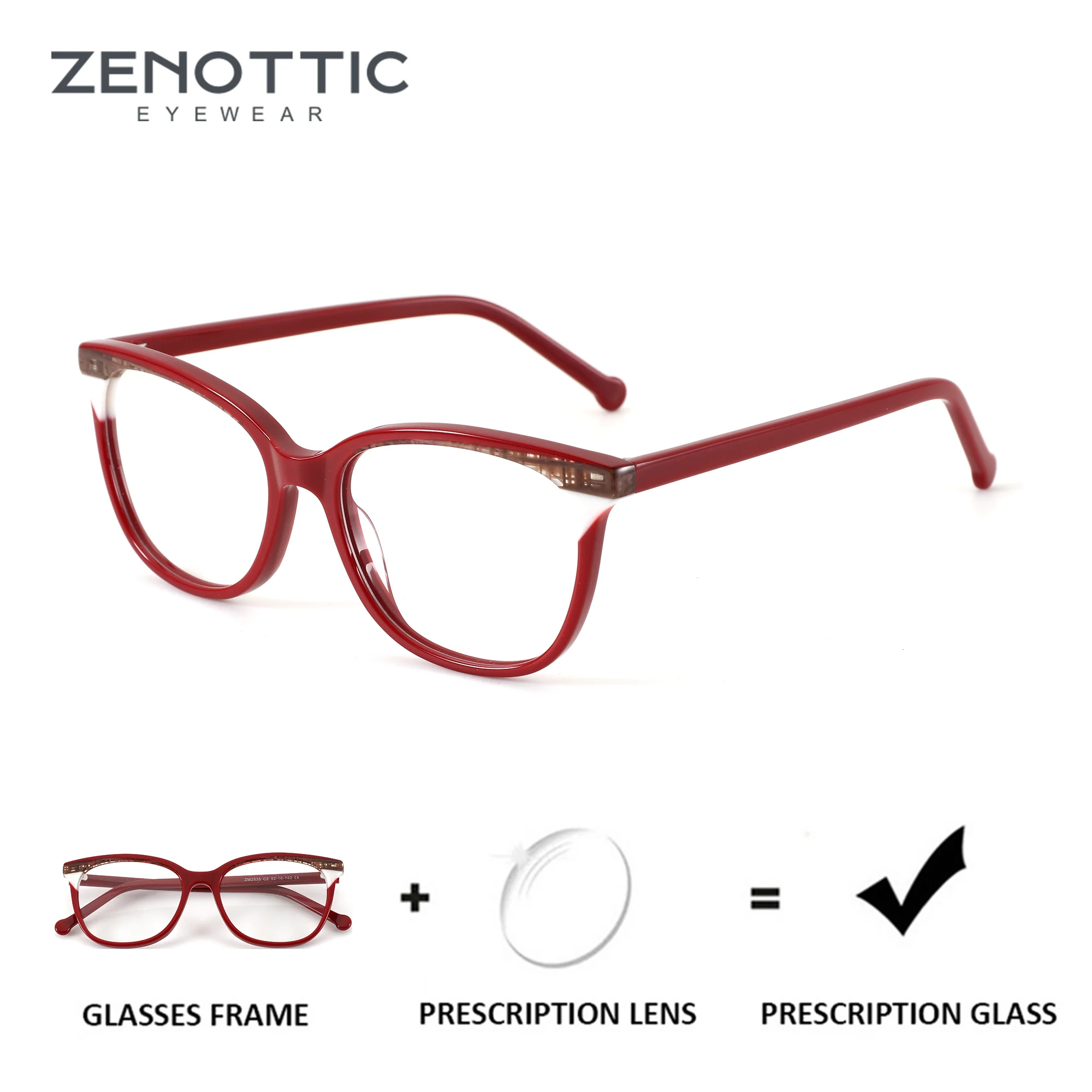 

ZENOTTIC Butterfly Acetate Prescription Eyeglass For Women Photochromic Custom Lenses Anti Blue Light Medical Myopia Glasses