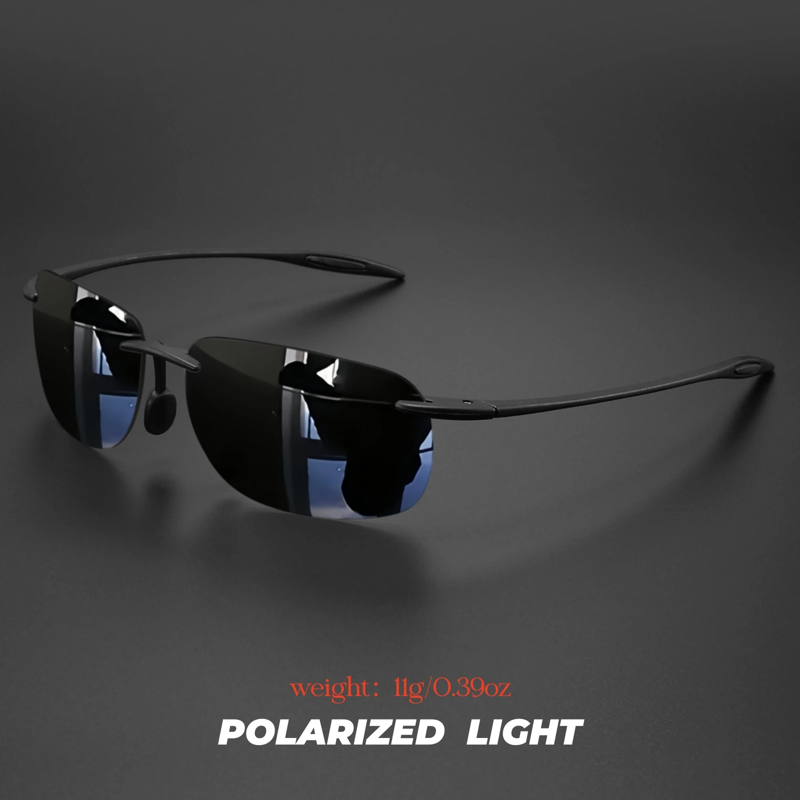 Ultra Light 11g TR90 Frameless Polarized Sunglasses - Flexible & Comfort Fit, Square Shape for Driving, Fishing, Outdoor
