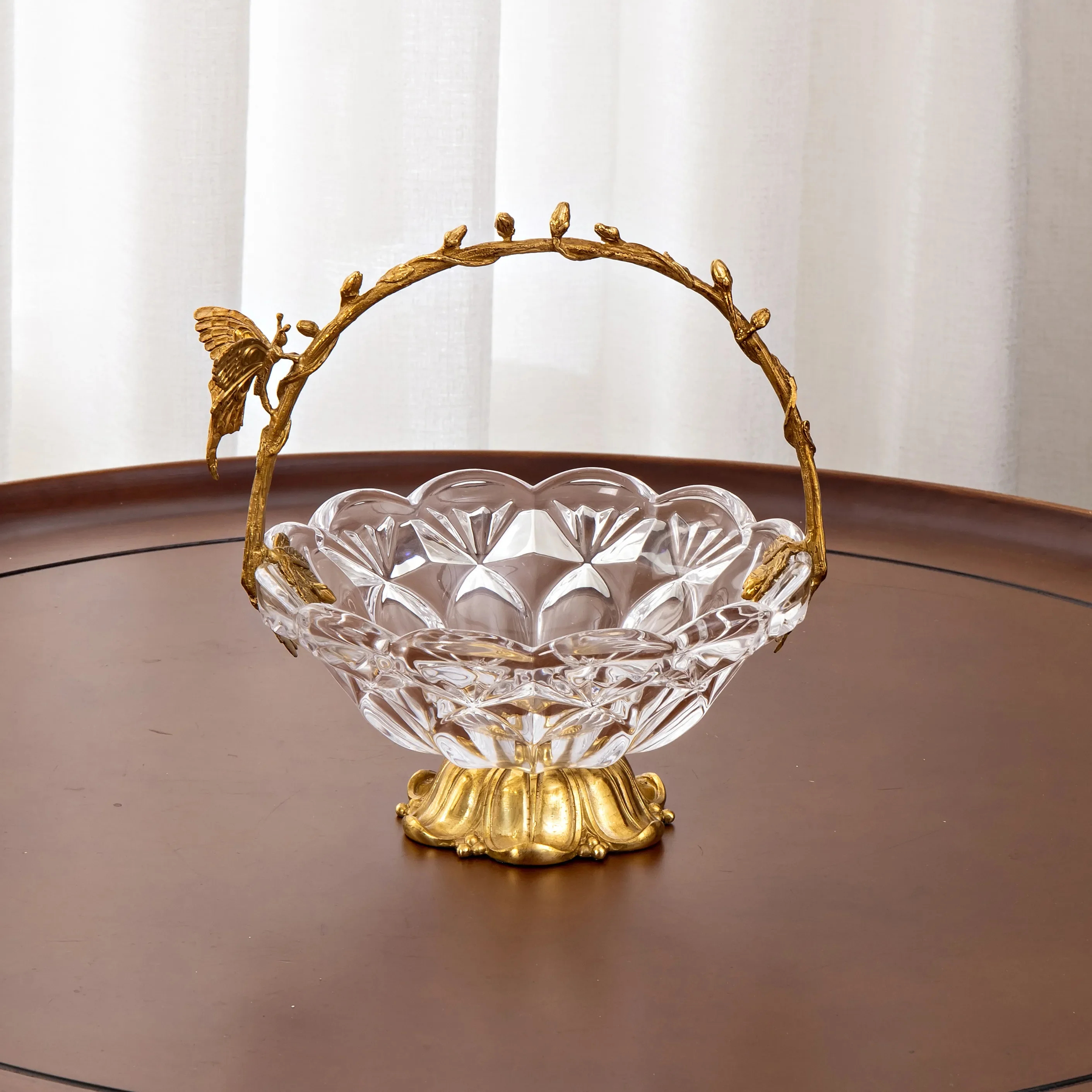 Limited Offer European Crystal Glass Butterfly Decoration Fruit Tray, Living Room Coffee Table Design, High-end Fruit Basket