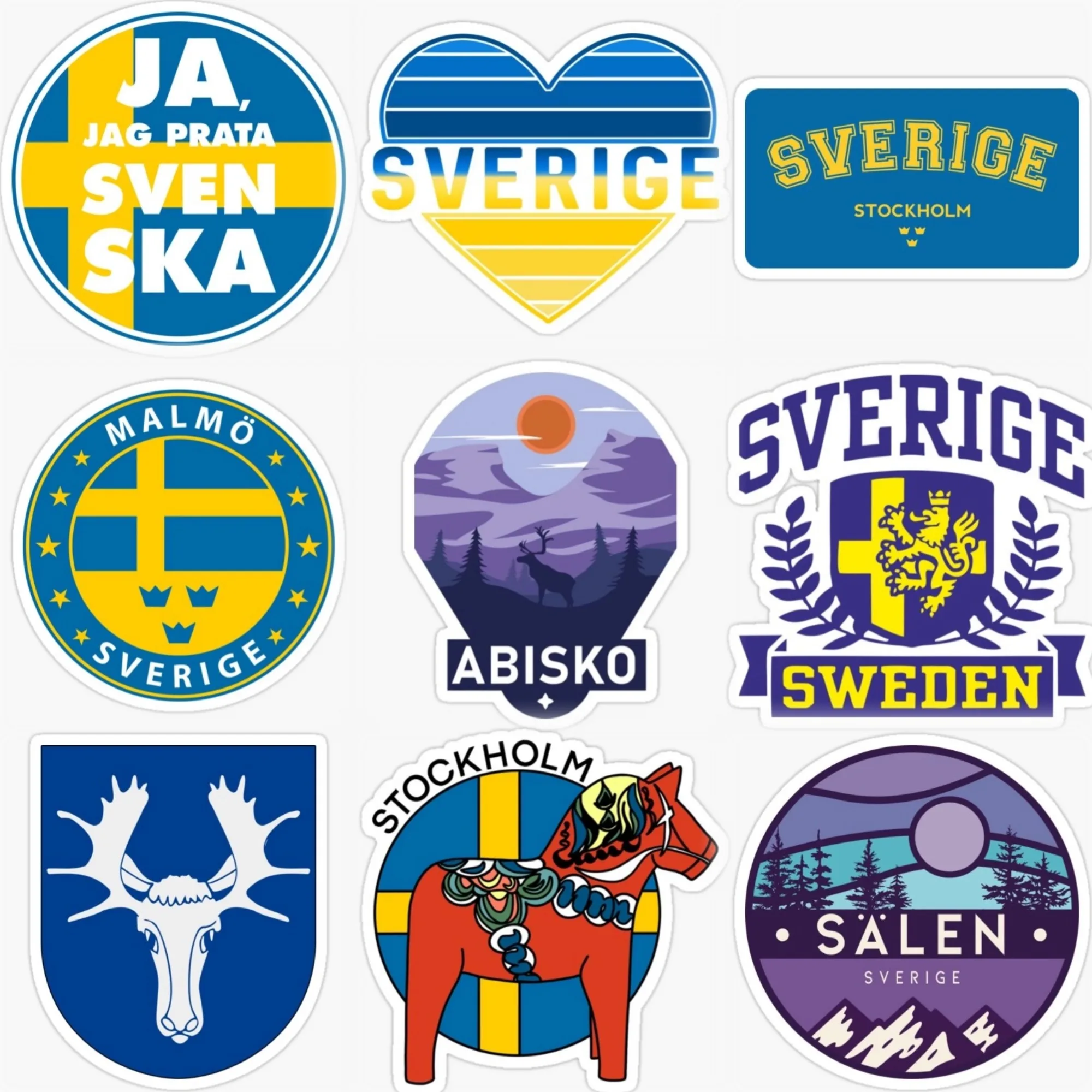 

Sweden Flag Map Emblem Creative PVC Waterproof Sticker for Decorate Car Bicycle Wall Window Helmet Fridge Decal Accessories