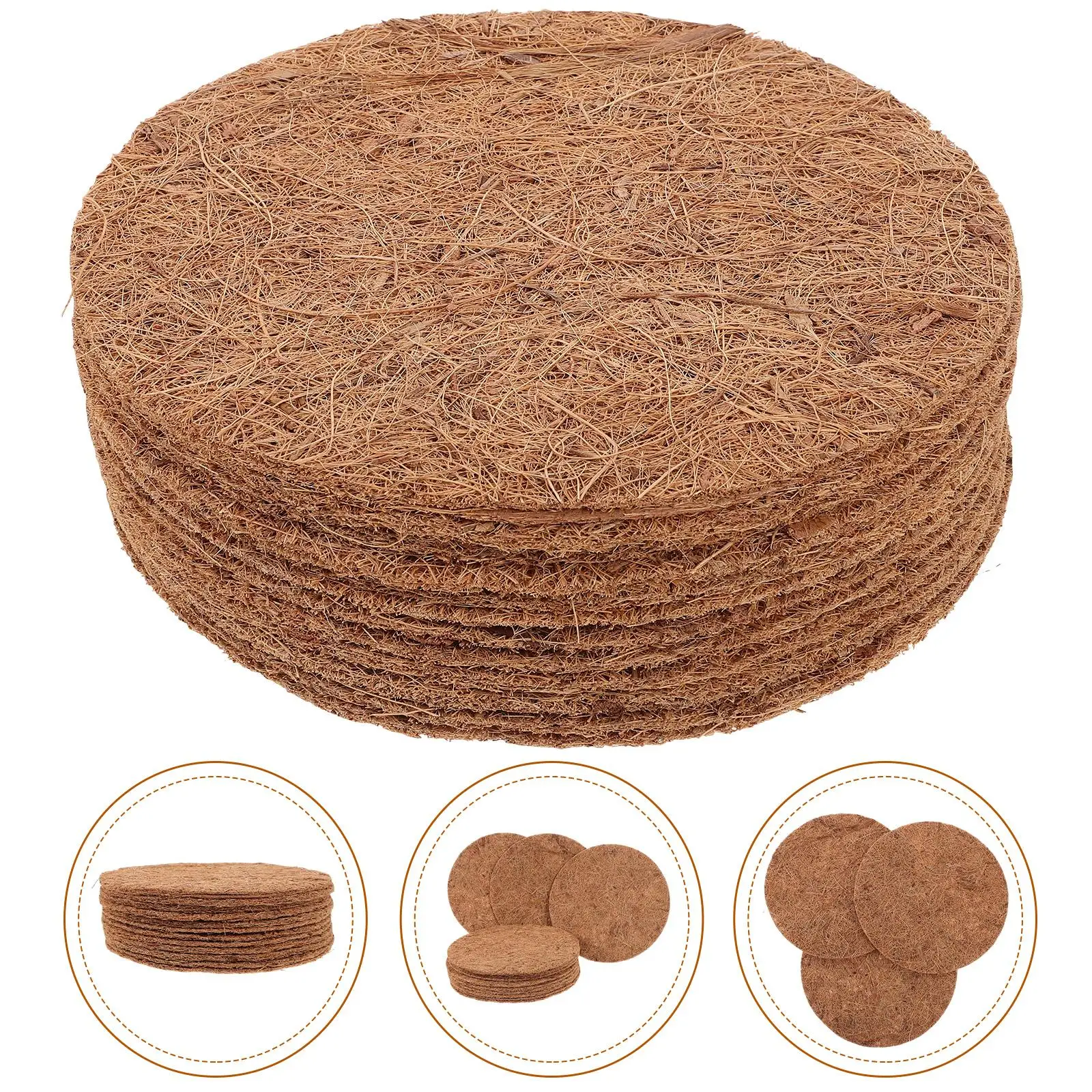 12pcs Round Bird Nesting Pads Coconut Fiber Mat Pigeon Parrot Breeding Cushion Bird Cage Box Liners Dove Supplies