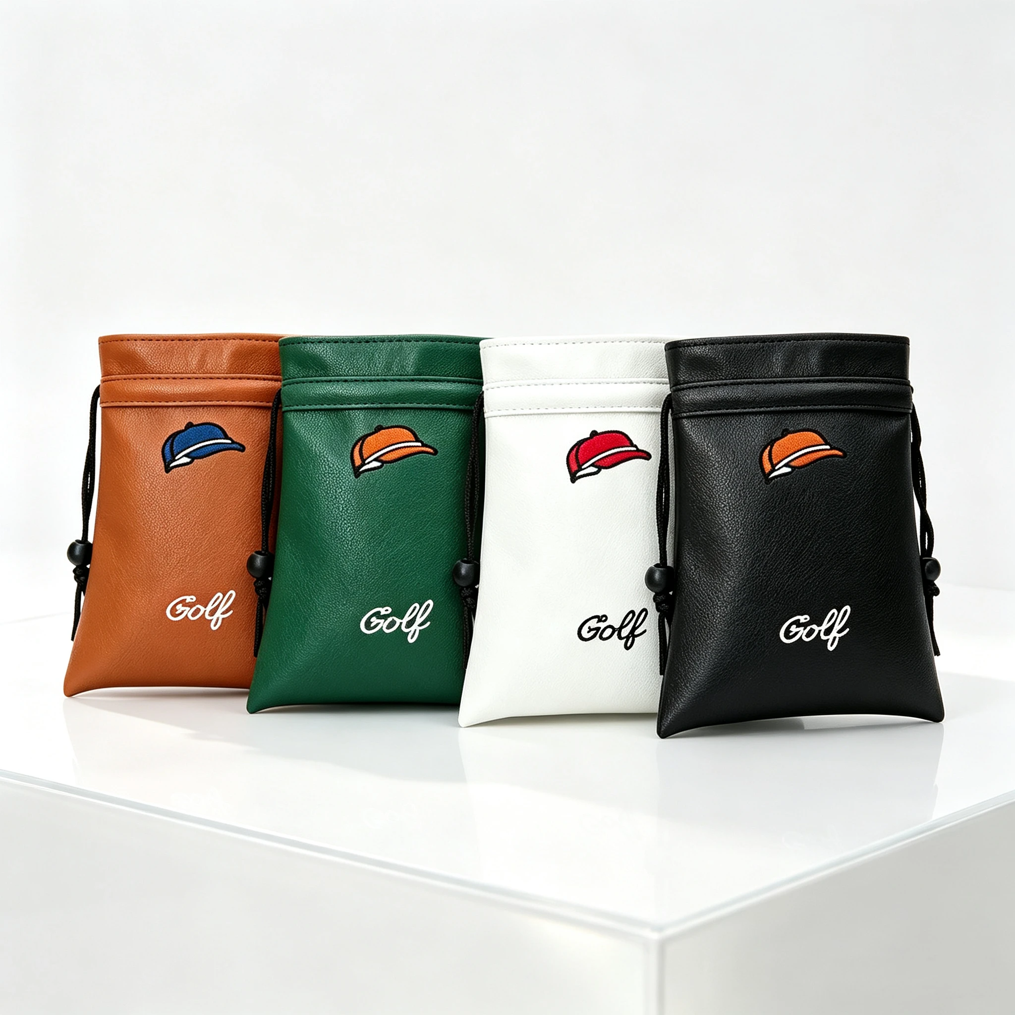 Unisex Golf Drawstring Waist Bag 2026 New Korean Style Fisherman Embroidery Waterproof PU Fleece Lining Versatile Soft