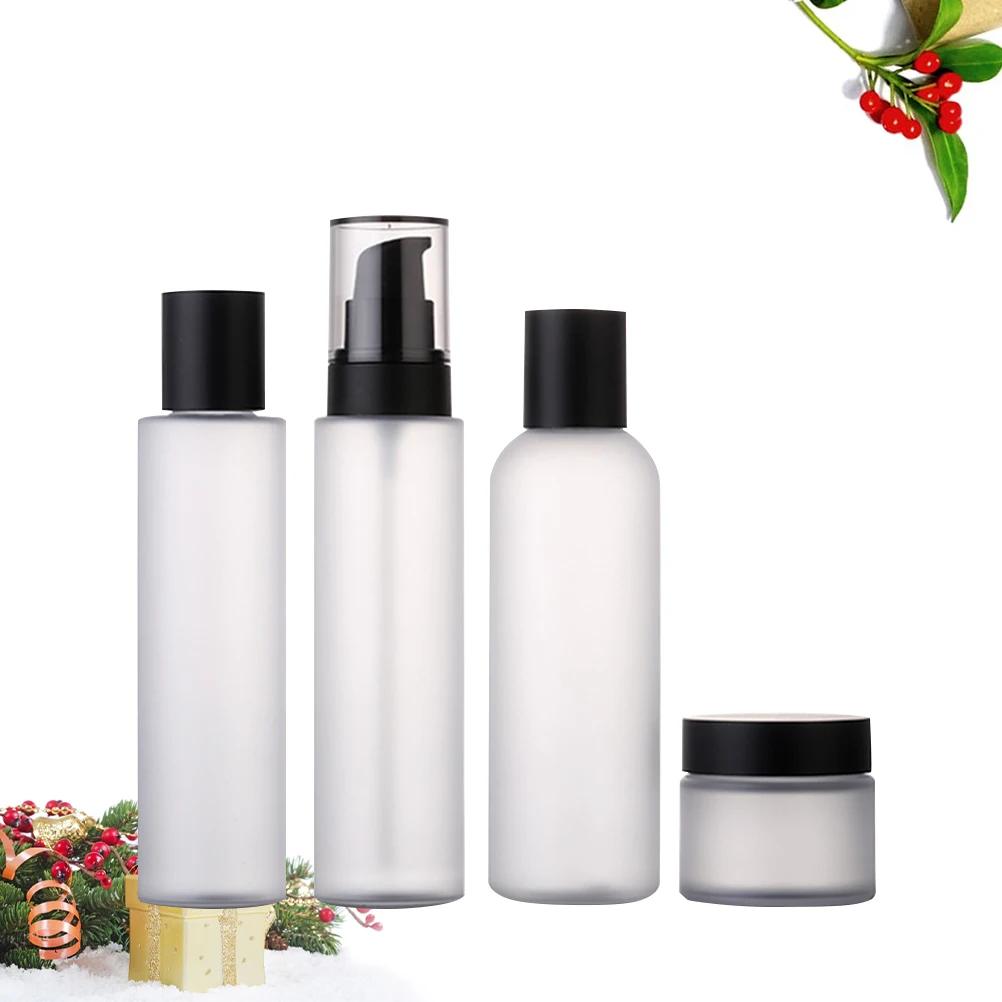 

4pcs Glass Cream Bottles Storage Travel Containers Leakproof Portable Mini Jars For Creams Skincare Travel Essentials