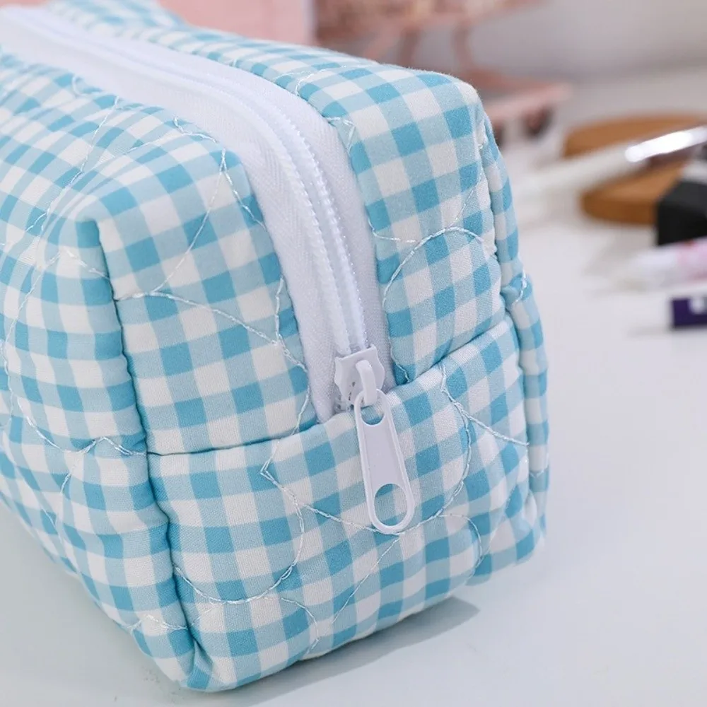 Multi Plaid Pattern Quilted Cosmetic Bag Large Capacity Heart Polka Dot Design Makeup Pouch Multifunctional Travel Cosmetic Case