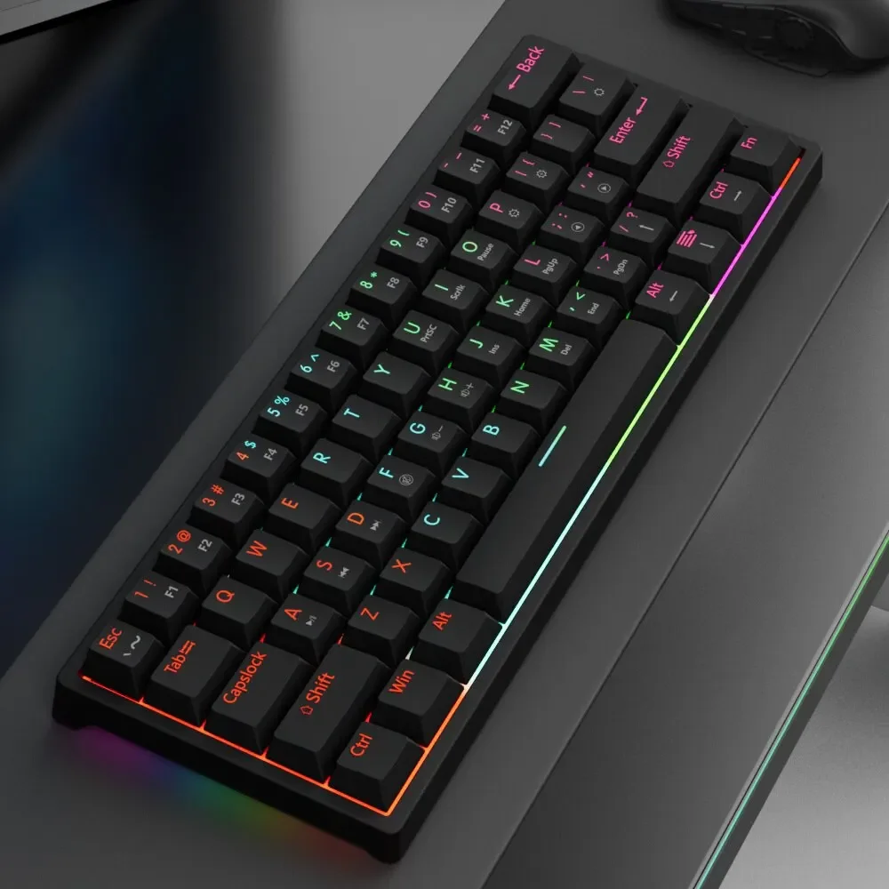 

USB Gaming Mechanical Keyboard Red Switch 61 Keys Wired Detachable Cable RGB Backlit Hot Swappable