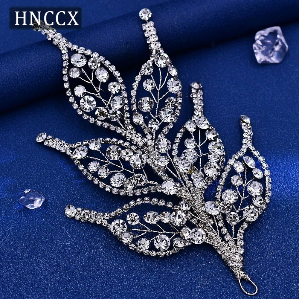 HNCCX Handmade Rhinestone Leaf Bride Headband Three colors Wedding Hair Pieces Party Prom Customized Hair Accessories CP740