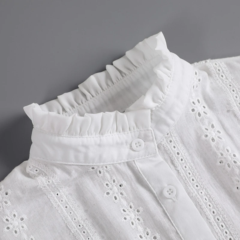 Lady Lace Half Shirt False Collar Hollow Out Floral Embroidery Detachable Adjustable Dickey Blouse Clothing Accessories