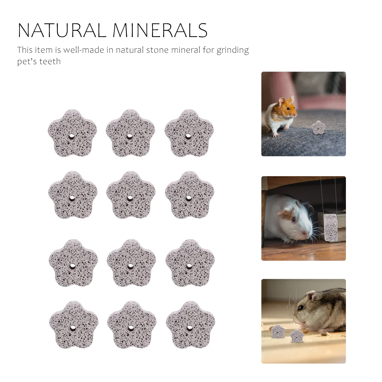 

12Pcs Pet Chew Stone Pack for Hamster Rabbit Teeth Grinding Aid Nutritive Mineral Snack Non Toxic Animal Molars Support Strong