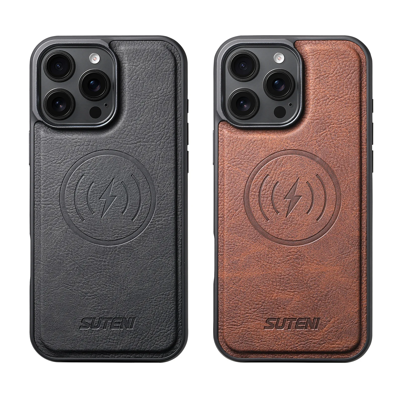 

For Iphone 16 15 14 13 Pro Max Plus Case Magnetic Wireless Charging Business Retro Leather Textured Tpu Bezel Shockproof Cover