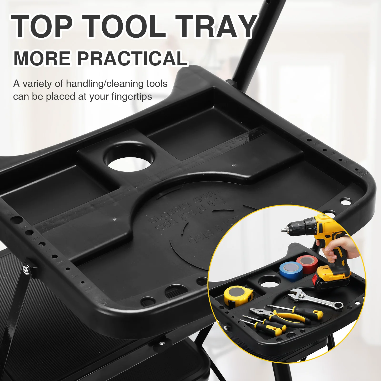 

5-ступенчатая складная портативная лестница с поддержкой до 330 фунтов, с безопасной блокировкой и широкими противоскользящими ступенями для дома, кухни, кладовой, офиса