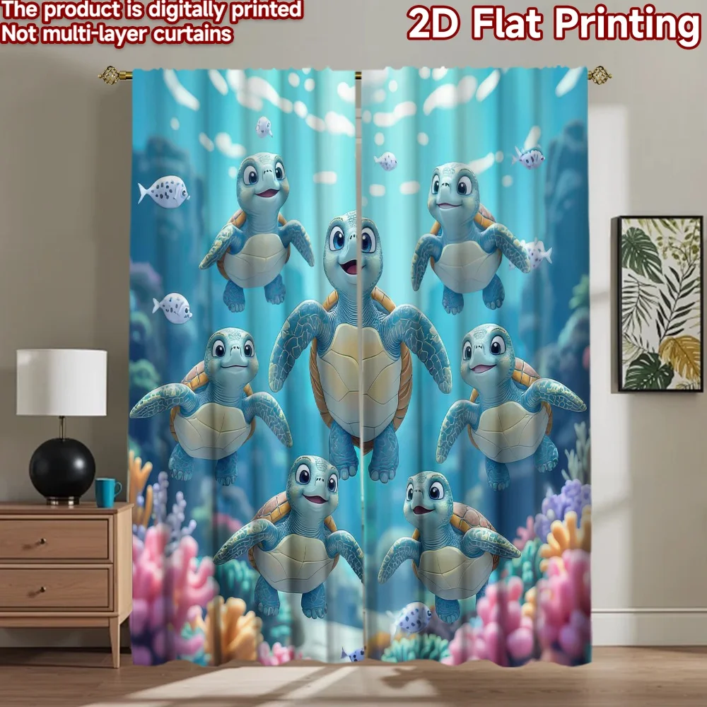 

1pc 2D flat Photography Backdrop Party Backdrop Cute Coon Sea Turtles 100% Polyester Festive Wall Decor Use for Holiday